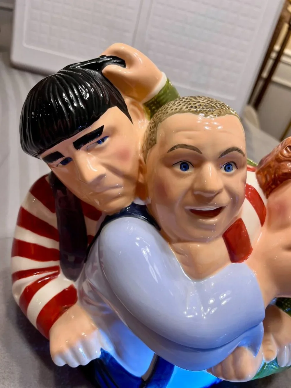 VTG 1997 The Three Stooges Cookie Jar Ceramic Clay Art Moe Larry Curly